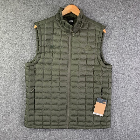 The North Face Thermoball Eco Vest Men Large Olive Green Quilted Puffer NEW - Picture 1 of 13